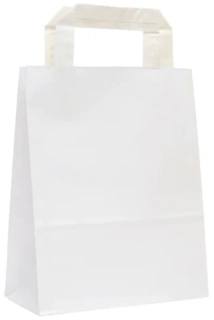biele papierové tašky s plochým uchom